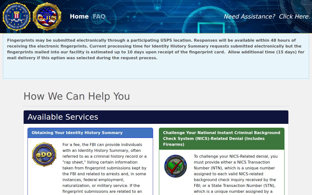 Charlton County criminal history FBI identity summary portal