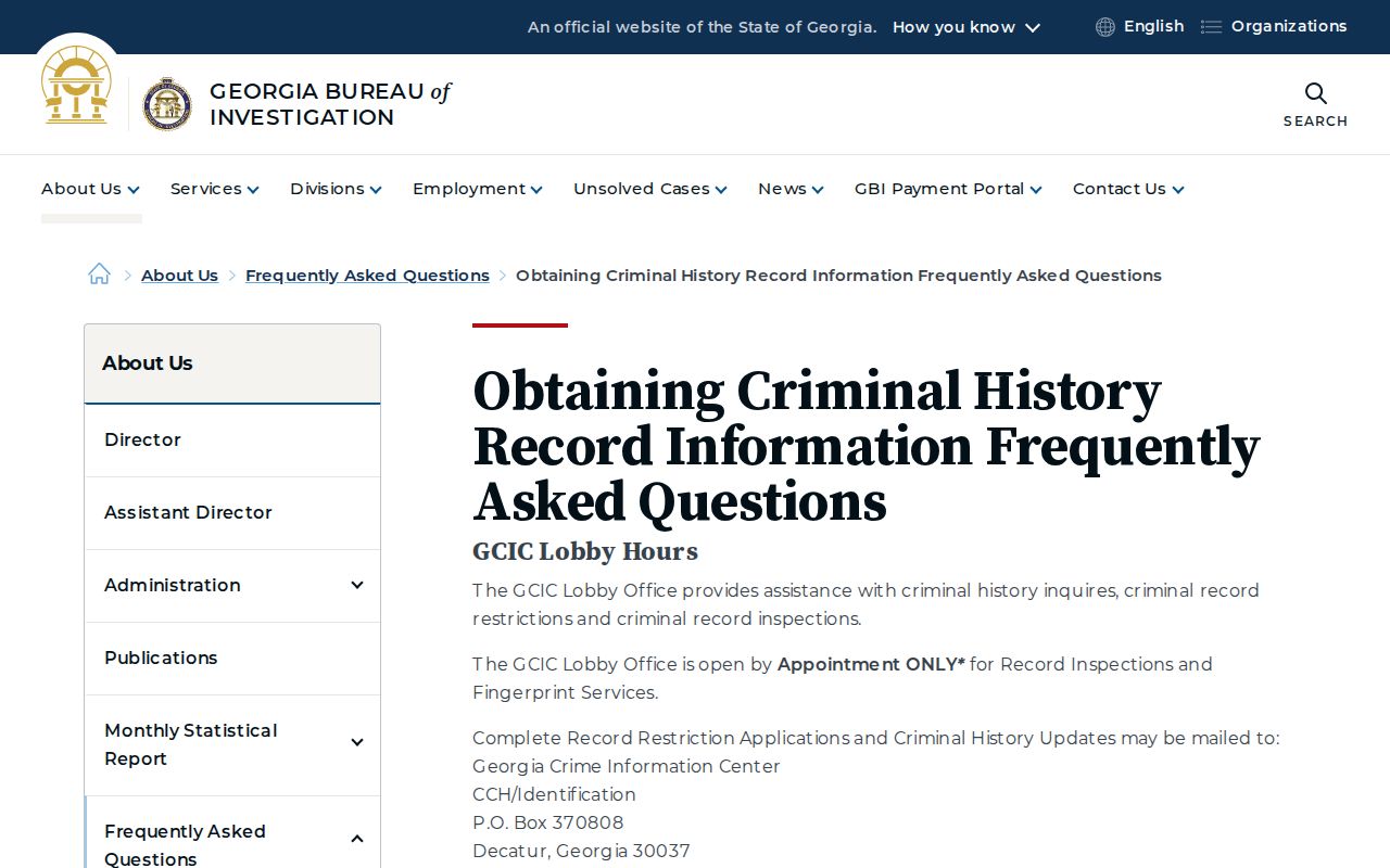 Charlton County criminal record GCIC history FAQ