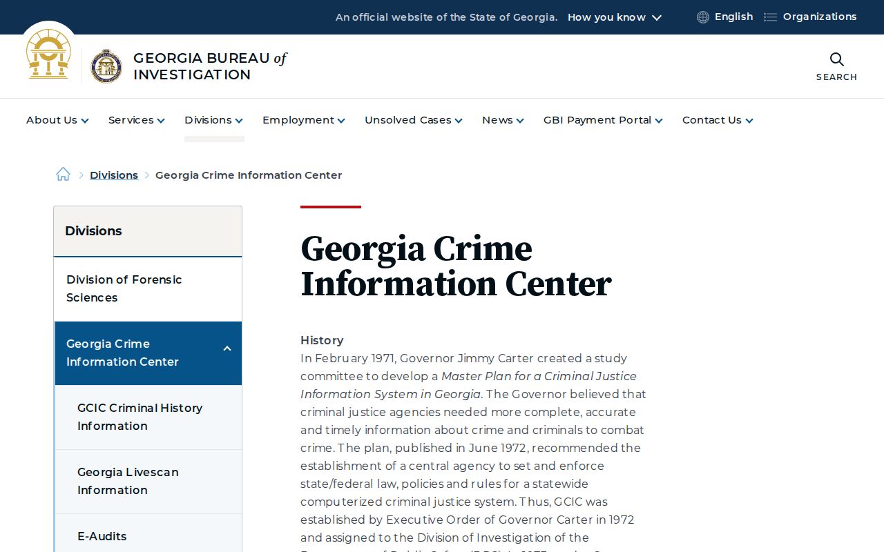 Charlton County criminal history GCIC programs page