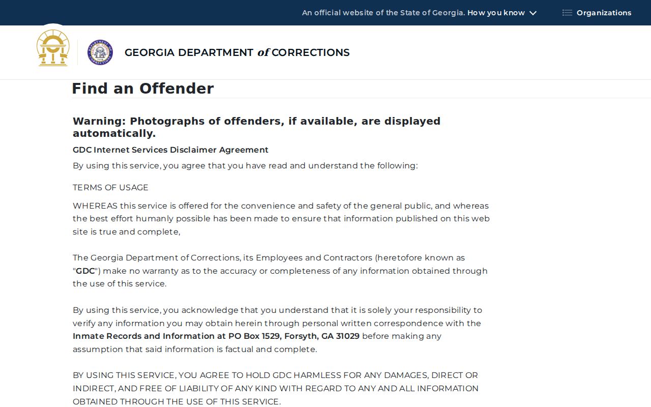 Charlton County criminal history GDC offender search