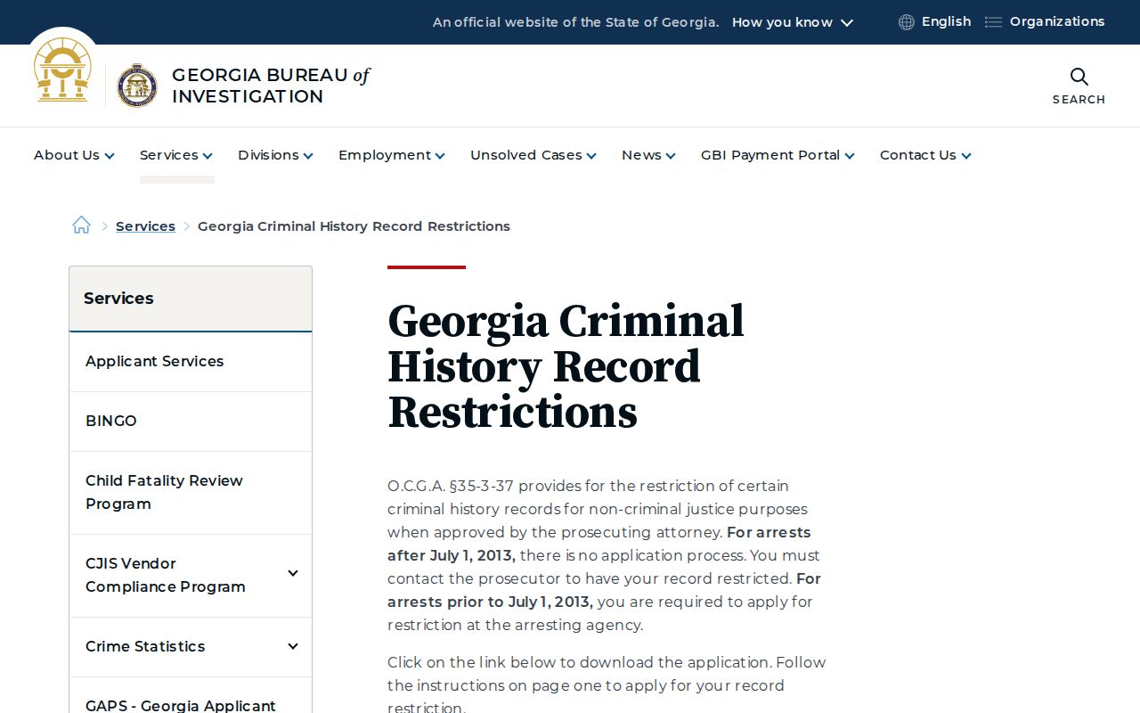 Charlton County criminal record restriction process